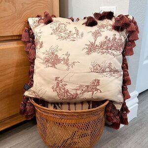Borgata Vintage Silk Mauve Toile Cottage French Provincial Pillow